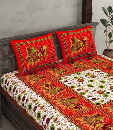 120 TC Floral Sanganeri Cotton Bedding Set