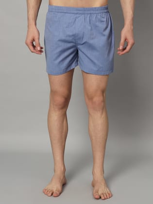 OWO THE LABEL Men’s Cotton Boxer Shorts – Comfortable and Casual in Blue-S