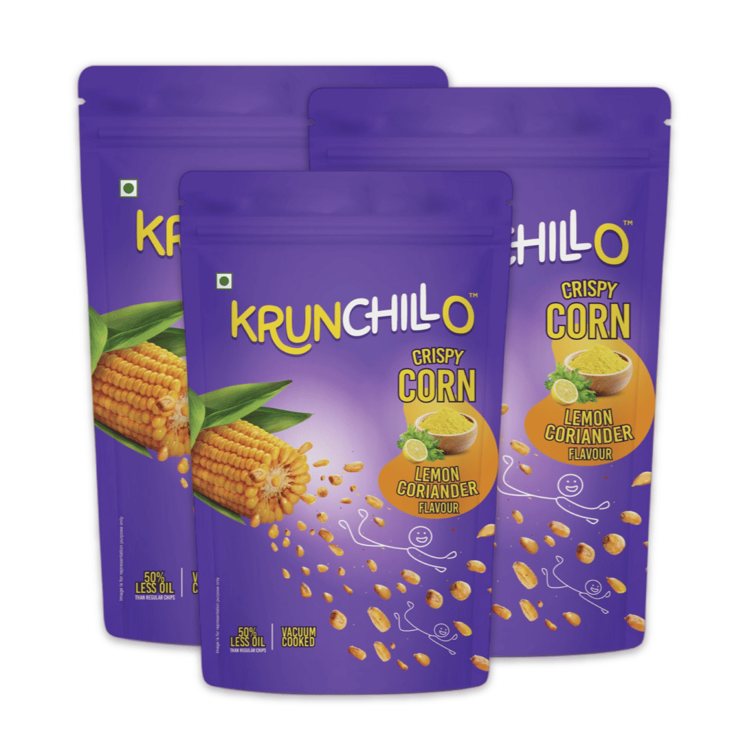 Krunchillo Crispy Corn Lemon Coriander, 60 gm - Pack of 3