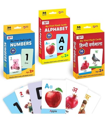 Little Berry My First Flash Cards for Kids (Combo of 3): Alphabets, Numbers, Hindi Varnamala | 108 Cards for Preschoolers & Toddlers 2-6 Years | Learning Guide & Activities Included