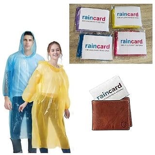 Unisex Disposable Rain Card for Emergency Use (Multicolours -  2 Pcs) with 1 Gents Handkerchief - Combo of 3