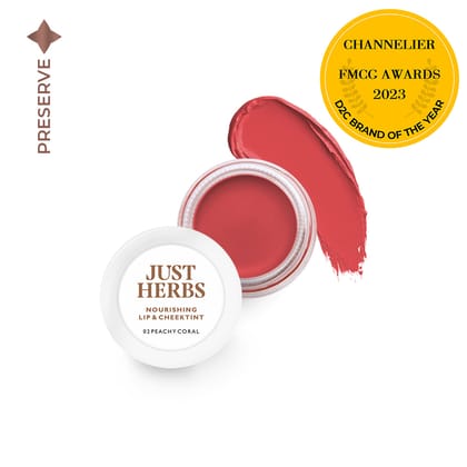 Just Herbs Nourishing Lip and Cheek Tint - 4g Peachy_Coral_02