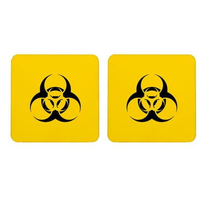 Multicolor Bio Hazard Set Of 2 Square Wooden Coaster
