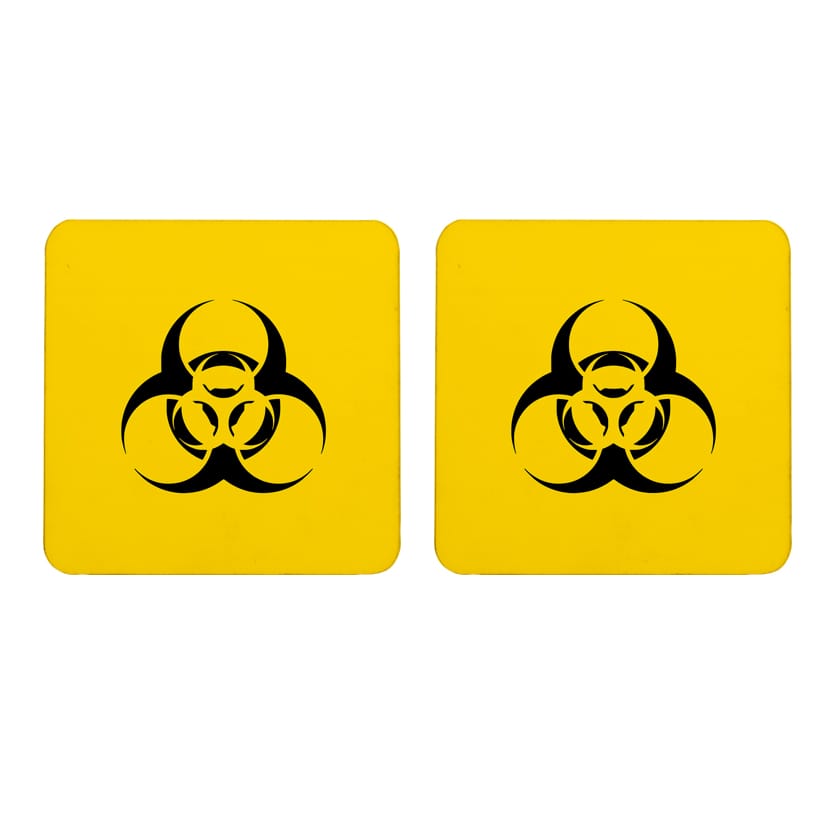 Multicolor Bio Hazard Set Of 2 Square Wooden Coaster