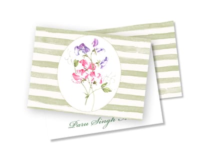 Personalised Folded Card - Sweet pea-Set of 25