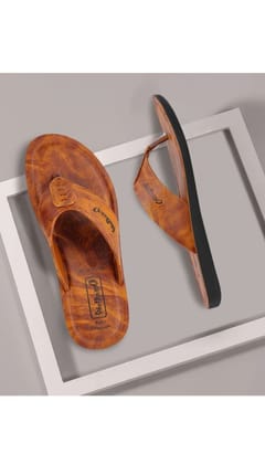 Walkaroo styles man flip flops Color - Tan, Size - 6