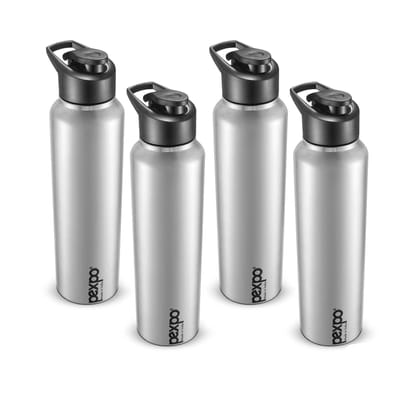 PEXPO Stainless Steel Sports/Fridge Water Bottle, 1000 ml, Pack Of 4 Silver, Chromo | Eco-Friendly & Leak-Proof Water Bottle