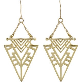 Double Triangle Filigree Brass Earrings for Girls Brass Material Earrings for Women's Fashion Jewellery for Festival