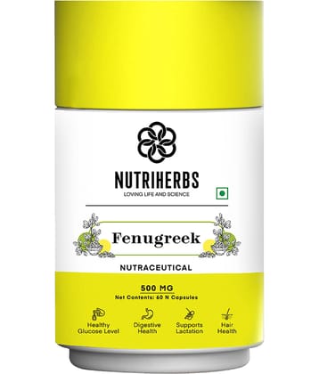 Nutriherbs Fenugreek Seed Extract 500 mg Methi 100% Natural & Organic -60 Capsules | For Feeding Mother Nutrition