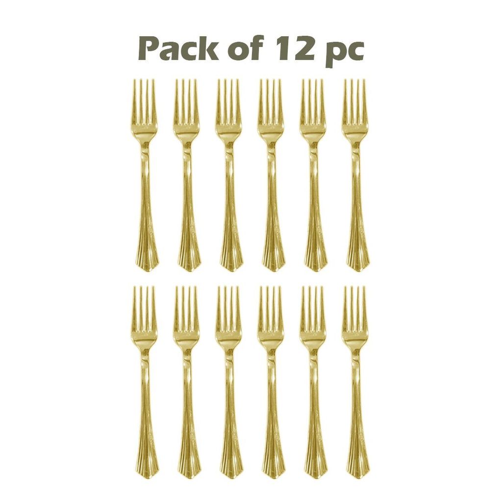 Metallic Golden Forks - 12PC - Party and Festive Needs | Buy online on ZillyBuy