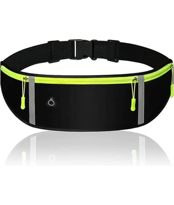 GEEO Running Waist Belt for Women & Men Sweat Rainproof Phone Holder with Adjustable Strap & 3 Pockets Hadphone Hole WaistBag for All Kind of Phone-Sports, Yoga, Workout & Outdoor Activities- Black