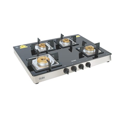 4 Burner Glass Gas Stove 1 High Flame 3 Forged Brass Burner 70 CM (CT1048GTSQFB)