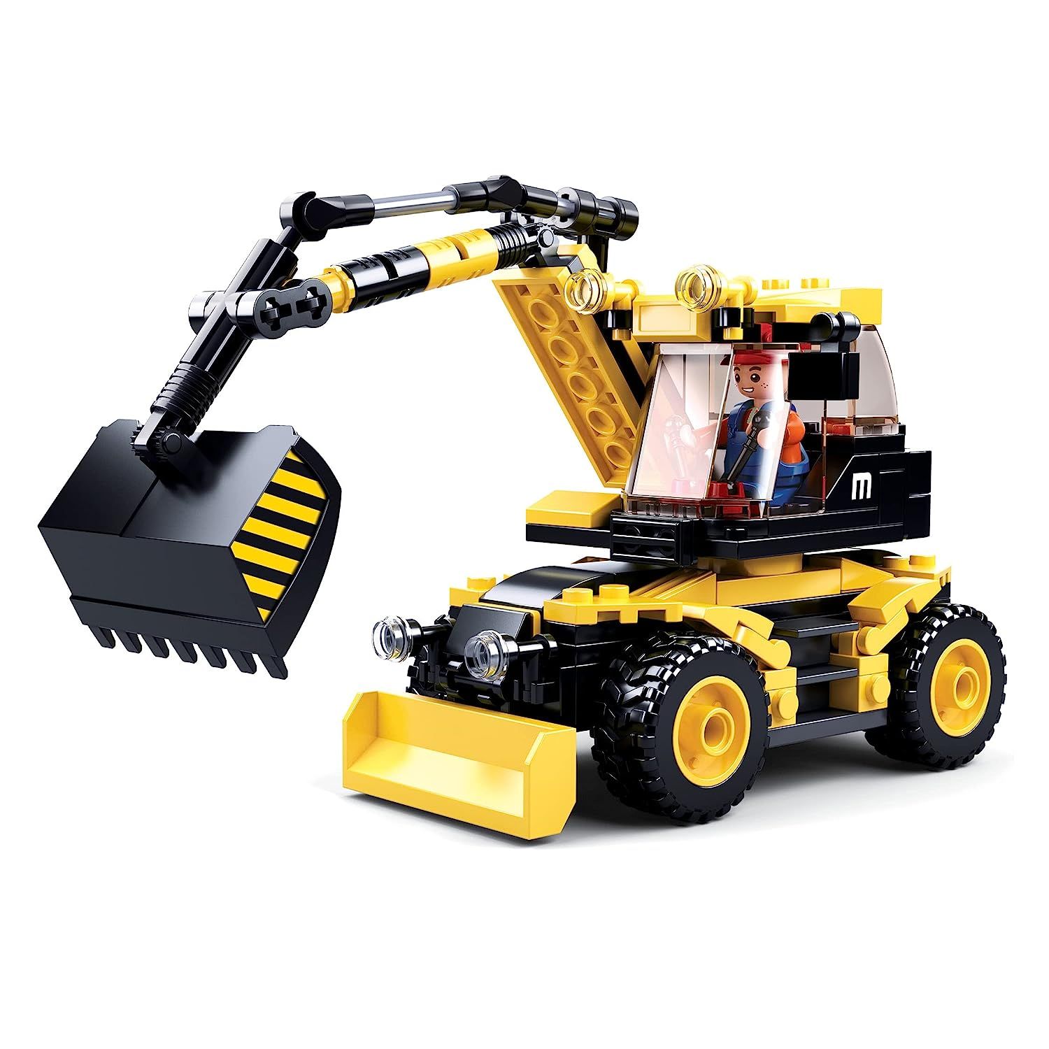 Sluban Town Construction Excavator 2-in-1 Plastic Building Blocks B0805 Brain Game, Educational Engineering Set, 196 Pieces ,8+ Years-Multicolor / Abs Plastic