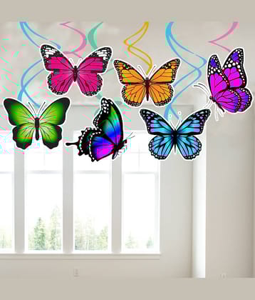 Zyozi Butterfly Party Decorations, 6 Pcs Butterfly Hanging Swirl Décor for Birthday Wedding Party, Ceiling Hanging Swirl Decorations, Home Classroom Baby Shower Supplies (Purple)