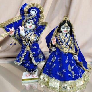 Royal Blue Radha Krishna Dress Set | Elegant Yugal Jodi Poshak