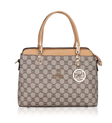 Women's Faux Leather Printed Handbag (Camel)