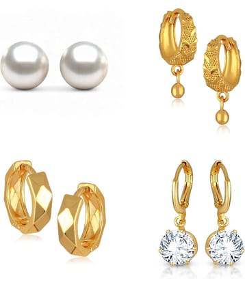 Vighnaharta Golden Stud Earrings ( Pack of 4 )