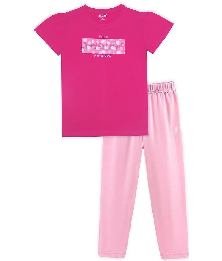 J&JP Pack of 1 Girls Cotton Blend Top With Pants ( Multicolor )