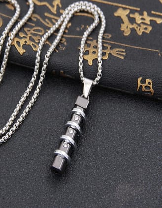 Dark Ice Tag Pendant-With Box Chain