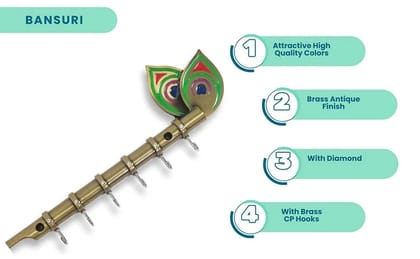 Brass Big Antique Flute 6 pin for Keys Hanger Hook,Wall Key Holder, Key Stand, Keys Rack Hook, Key Hanging Hooks.