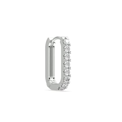 Statement zirconia square hoop - Pair-Rhodium Plated