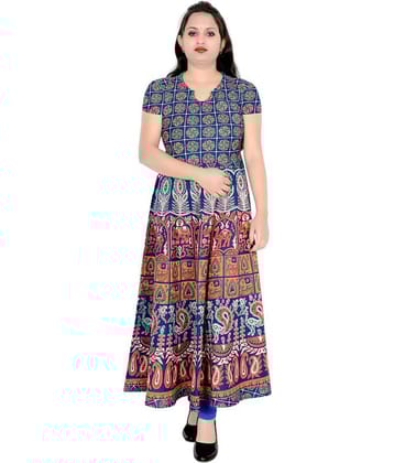 Sttoffa - Blue Cotton Women's Flared Kurti