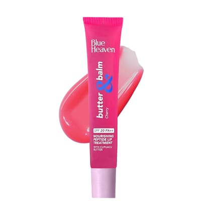 Blue Heaven Butter & Balm (15 Gm) Peptide based Tinted Lip Balm with SPF 20 PA++| Infused with Cupuacu Butter | Smoothing & Moisturizing | UVA/UVB Rays Protection | Cherry Blue Heaven Butter & Balm (15 Gm) Peptide based Tinted Lip Balm with SPF 20 PA++| 