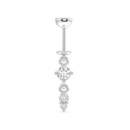 Multi stone charm luxury hanging stud-Rhodium plated / Pair