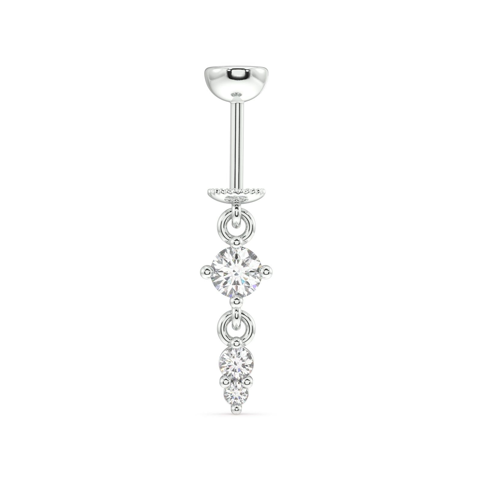 Multi stone charm luxury hanging stud-Rhodium plated / Pair