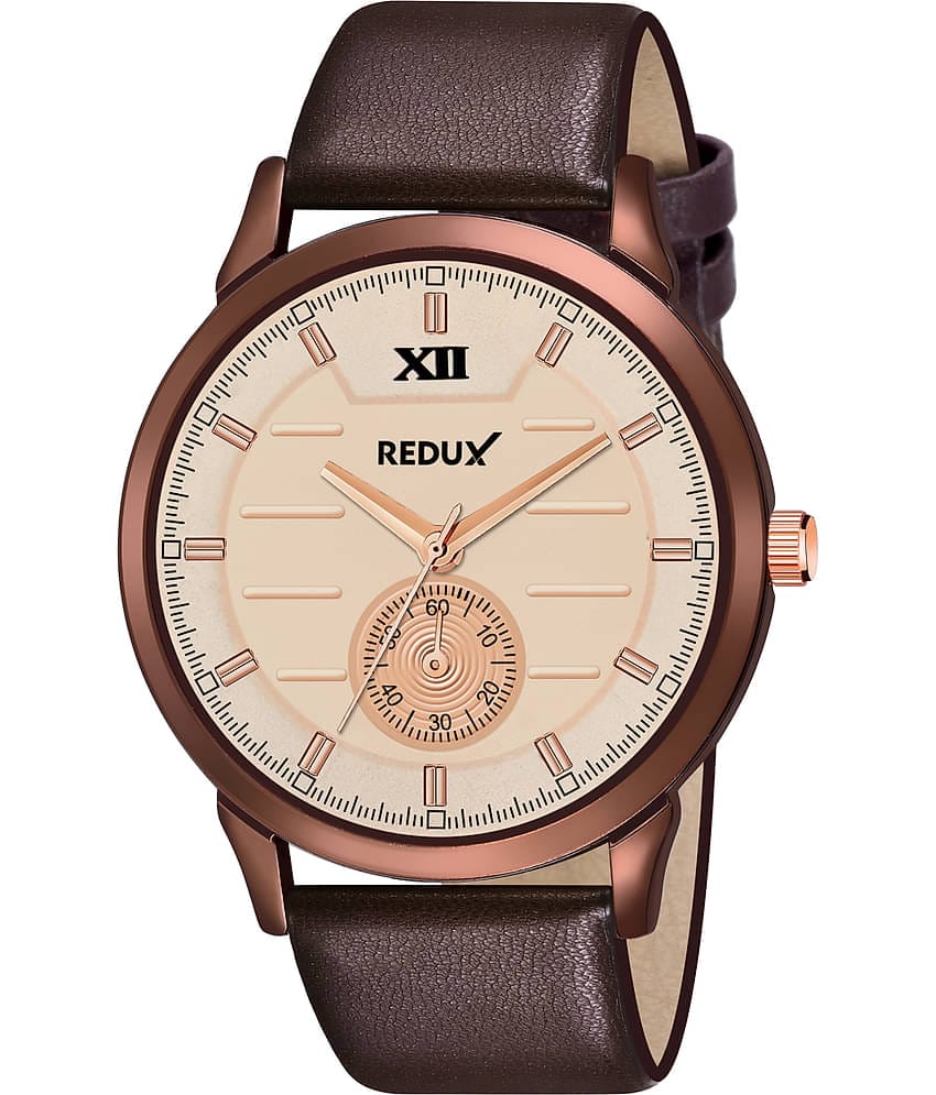Redux MW-357 Cream Dial Leather Analog-Digital Men's Watch