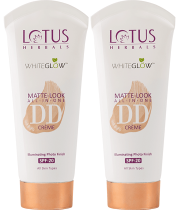 Lotus Herbals Whiteglow Matte Look All In One DD Cream , SPF 20, Natural Beige, 30gm (Pack of 2)