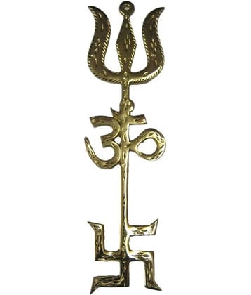 Shine&shine Golden Vastu Feng Shui Swastik Om Trishul Symbol