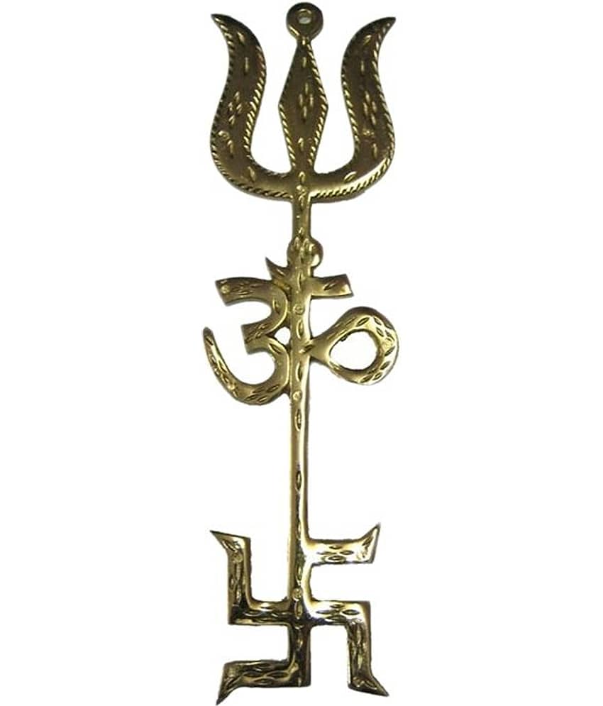 Shine&shine Golden Vastu Feng Shui Swastik Om Trishul Symbol