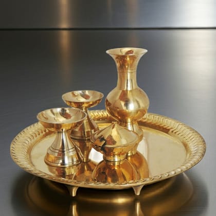 Brass Temple Pooja Thali Statue (ZMAS509 D)
