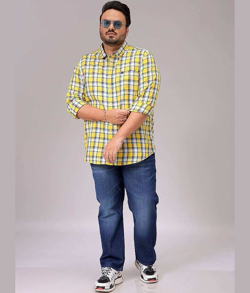 HARDSODA 100% Cotton Regular Fit Checks Full Sleeves Men's Casual Shirt - Yellow ( Pack of 1 )