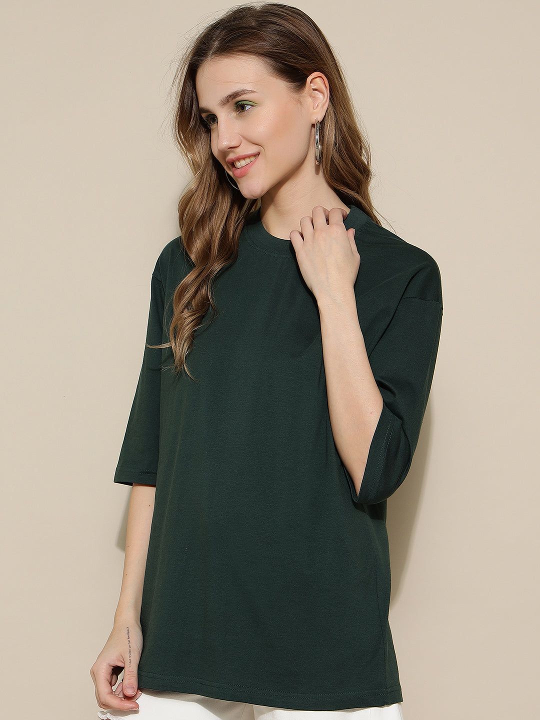 Dark Green Plain Oversized Unisex T-shirt-S / Dark Green