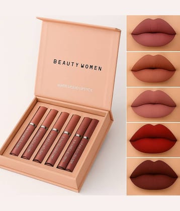 Beauty Women Multi Matte Smudge Free Liquid Lipstick ( Pack of 6 )