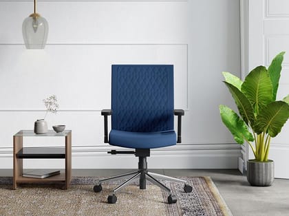 Prime Full Back Knitted Fabric Ergonomic Office Chair (Prussian Blue) (1-Year Warranty, Adjustable Armrest)