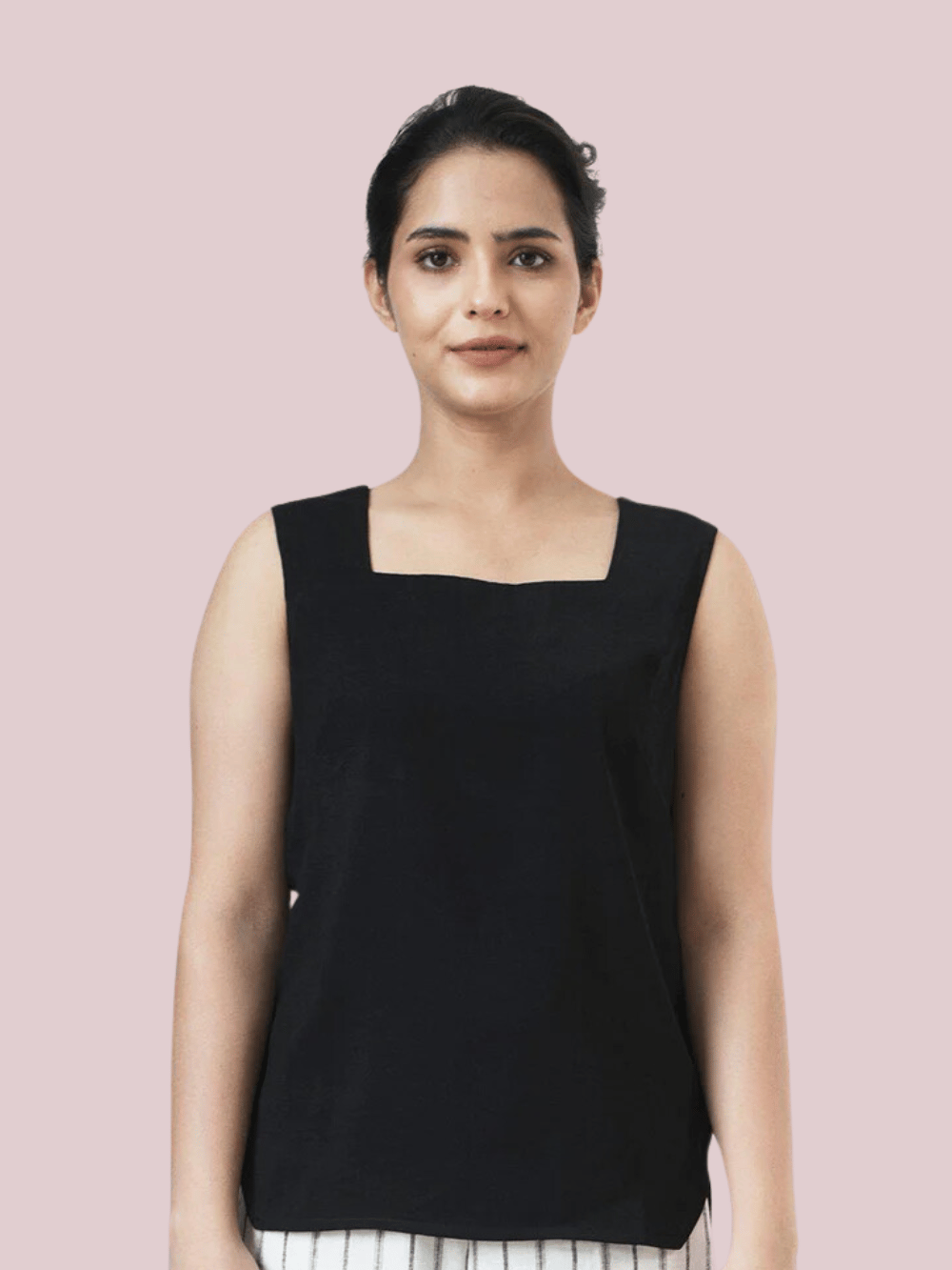 Poly Moss Square Neck Regular FIt Camisole - Black-2XL