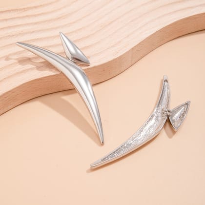 Pointy 18K Gold Anti Tarnish Stud Earring For Women-Silver