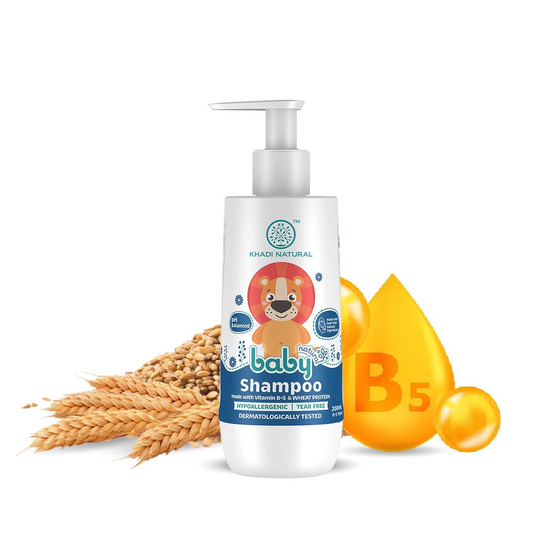 Khadi Natural Baby Hair Cleanser Made With Vitamin B-5 and Wheat Protein, Mild Baby Shampoo - 200ml
