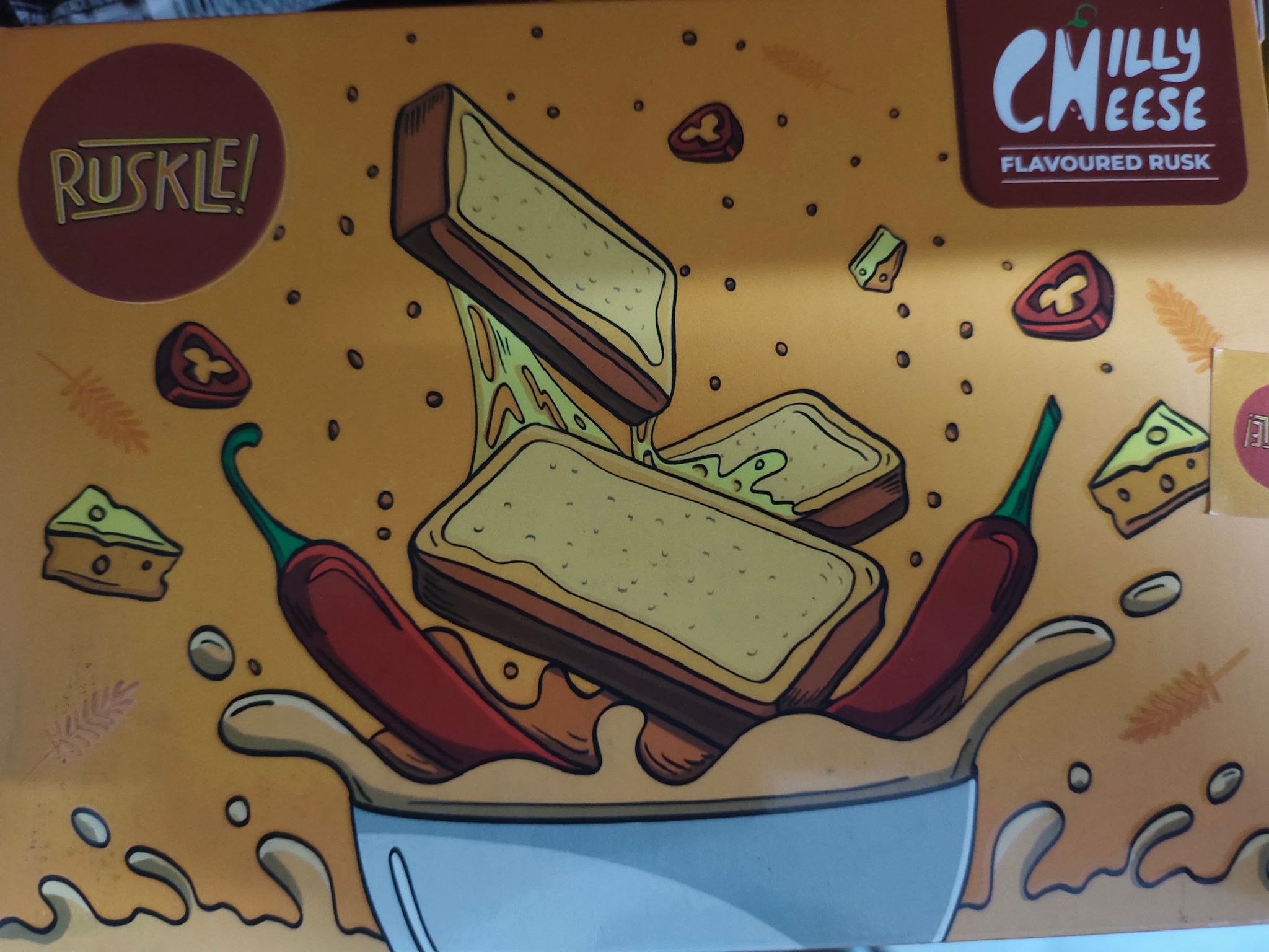 Ruskle chilly cheese flavour rusk