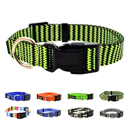 Buraq Zig Zag Dog Collar - Mighty Strong & Premium Nylon Dog Belt – Quick Release Buckle – Fits Small, Medium & Large Dogs, Puppies (L - Zig Zag)