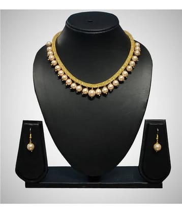 SAVESA Alloy Off White Statement Designer Gold Plated Necklaces Set