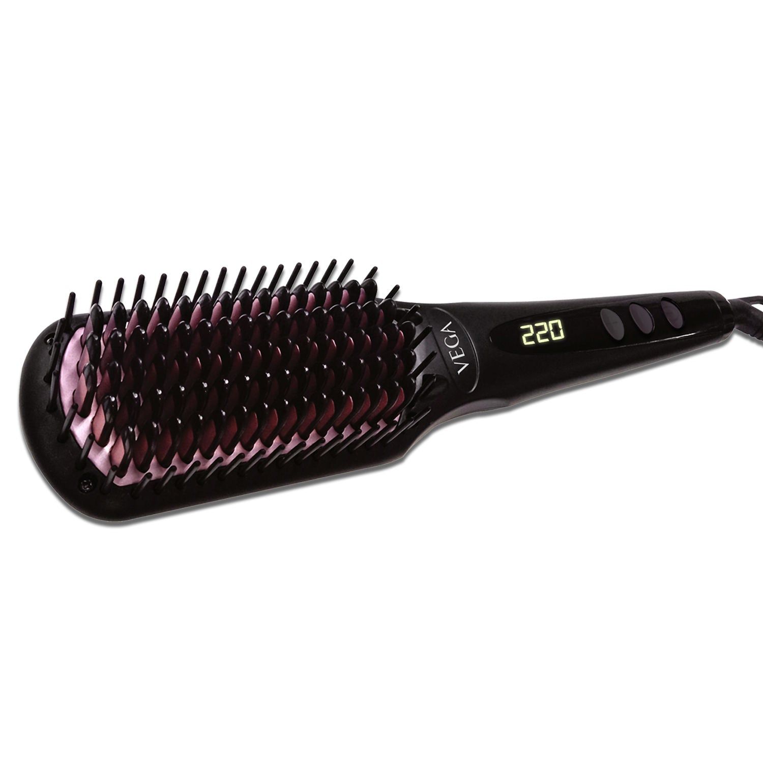 VEGA Black Shine Hair Straightening Brush With Ionic Technology & 16 Temprature Settings (VHSB-04)-1 pcs