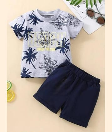 CUTEVIBE Pack of 1 Boys Cotton Blend T-Shirt & Shorts Set ( Grey Melange )
