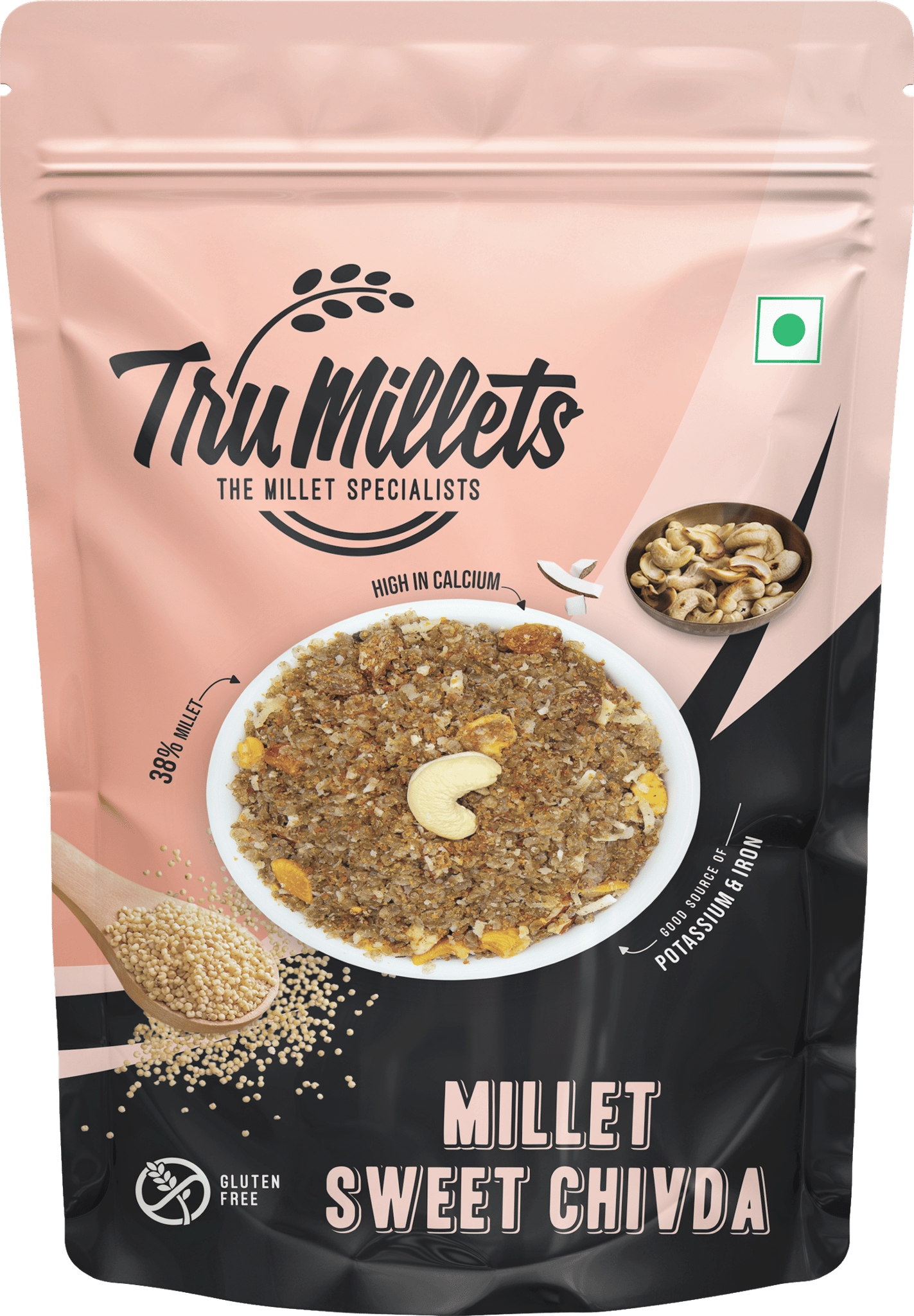 Trumillets Healthy Millet Snack for Kodo Millet Sweet Chivda | Indian Masala Crispy Diet Mixture | Healthy And Hygienic Snacks | High Protein & Fiber Snack | No Preservative (Each 125 Gm Pack of 2)