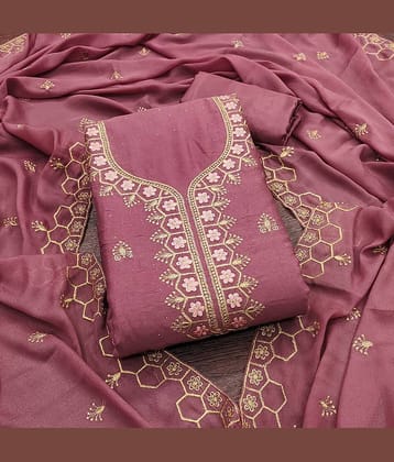 Rangtulika Ethnics Women Georgette Unstitched Dress Material ( Peach )