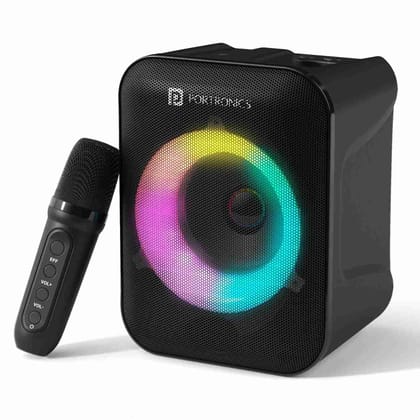 Portronics Apollo One 20W Wireless Bluetooth Portable Speaker with Wireless Karaoke Mic (Black)