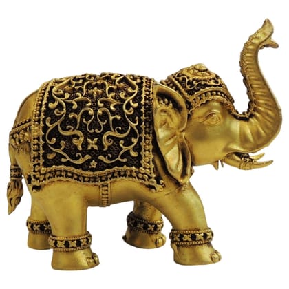 Brass Elephant Decorative Statue | Vastu Home Decor, Height : 4 Inch (BSMAS1707 Y)